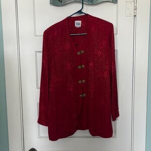 R&M Richard’s by Karen Kong Vibrant Red Blazer/Vest Combo Size 12 Vintage